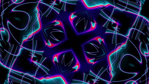 Dynamic Abstract Neon Glowing Kaleidoscope Background Loop