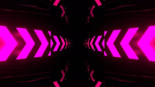 Pink Elegant Hallway With Neon Arrows Background Vj Loop I 4K