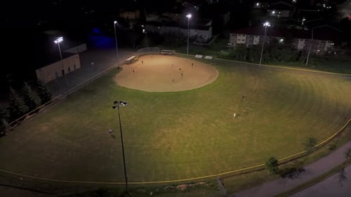 Illuminated Baseball Field at Night in Halifax Canada
