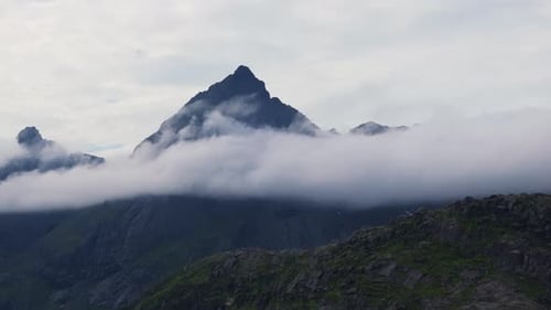 Mountain Summit in Clouds