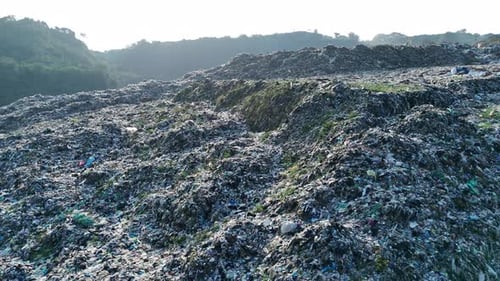 Aerial View of Landfill Waste and Environmental Pollution