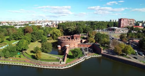 Buildings of the Amber Museum in Kaliningrad Drone View