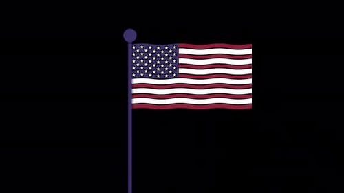 United States Flag Waving Alpha Channel 4K