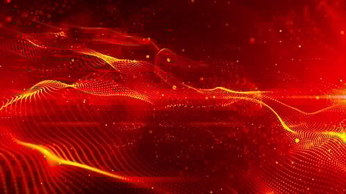 Dynamic Red Particle Wave Abstract Background
