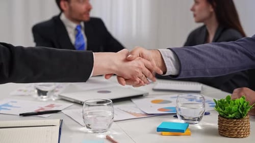 Business Handshake Between Professionals in Office Setting