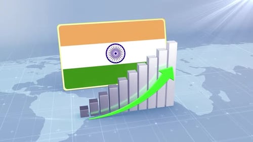 India Economic Growth Bar Chart Graph Rising Green Arrow