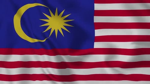 Realistic Malaysia National Flag Waving Loop