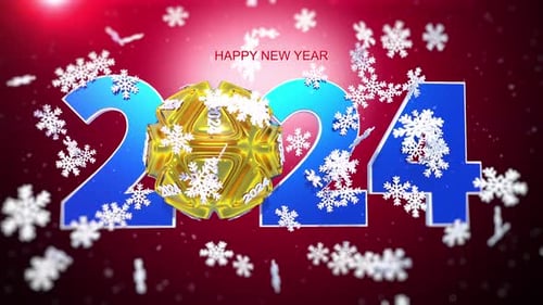 Tarjeta de felicitación de feliz año nuevo 2024 V3