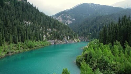 Kazakhstan Almaty Blue Lake is in the Middle of the Mountains of Kolsai Lakes Natural Park Kolsay
