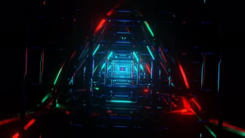 Dynamic Neon Geometric Tunnel Animation
