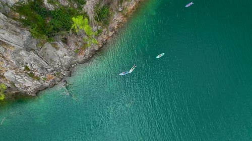 Aerial View Paddleboarding Journey in Turkey s Canyon Nature and Relaxation