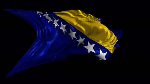 Bosnia and Herzegovina National Flag Waving in Realistic 3D Animation