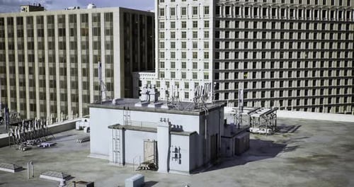 Rooftop View of Urban Buildings with Modern Architecture and Equipment