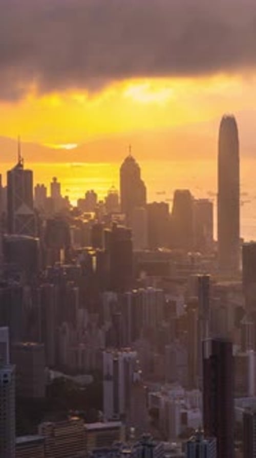 Vertical View Of Hong Kong Skyline