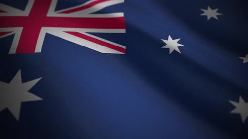 Realistic Waving Australian Flag with Fabric Texture