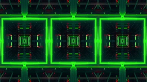 Animated High-Tech Neon Particle Swirl Tunnel