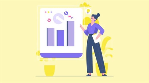Flat Design Businesswoman Presenting Data Analysis