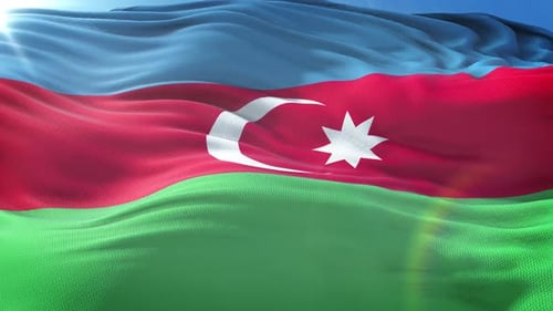 Waving Flag of Azerbaijan with Realistic Fabric Detail