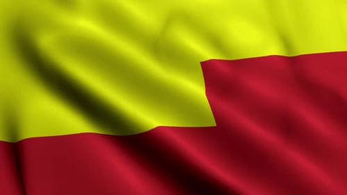 Realistic Waving Yellow and Red Flag Seamless Animation