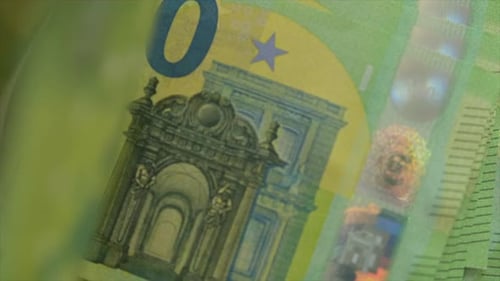 Close-up shot of counting one hundred euro bills.