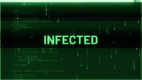 Pixelated Glitch Text Reveal with Hacking Code Background