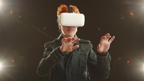 Young Adult Using Virtual Reality Headset