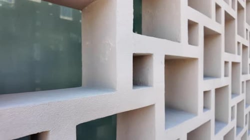 Architectural Wall Detail with Geometric Square Pattern
