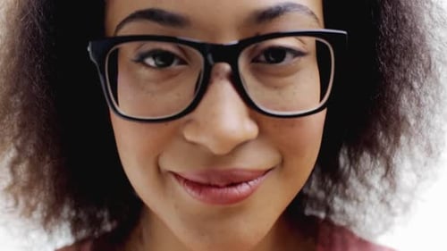 Smiling Woman with Glasses Portrait Close Up