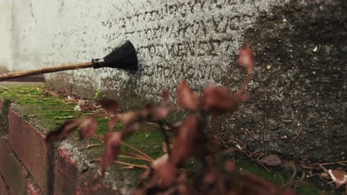 Cleaning Ancient Stone Tablet With Antique Engravings