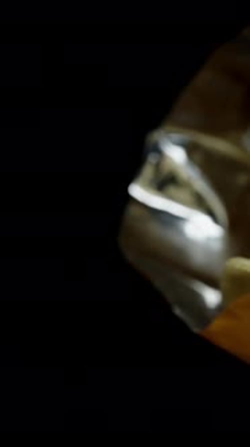 Bag of Golden Potato Chips Close Up