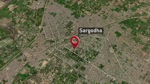 Plan de la ville de Sargodha Zoom (Pakistan) de l'espace à la Terre