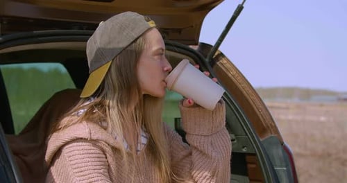 Traveling Alone Coffee Break in the Car Trunk