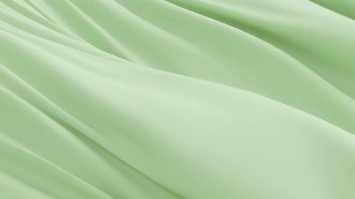 Smooth Green Fabric Flow Soft Folds 3d Animation Silk Background Wave Cloth Satin Pastel Wavy