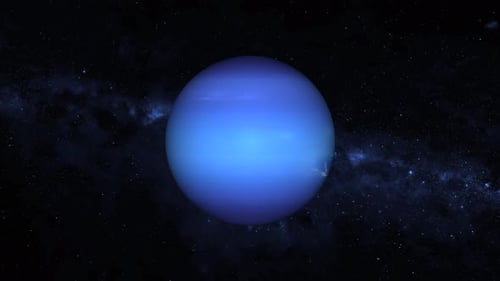 Realistic Neptune planet Rotates on space or galaxy and stars milky way, Animation of Neptune. 1197