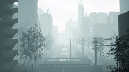 City At Fog Time ,4K