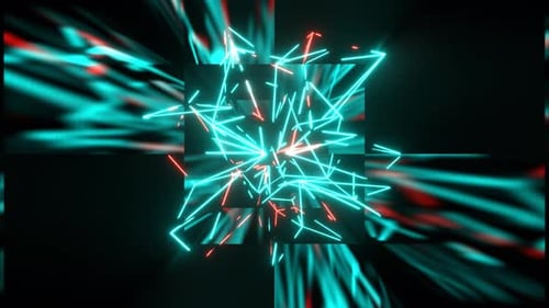 Red And Turquoise Laser Show In The Infinite Checkered Tunnel Background Vj Loop In 4K