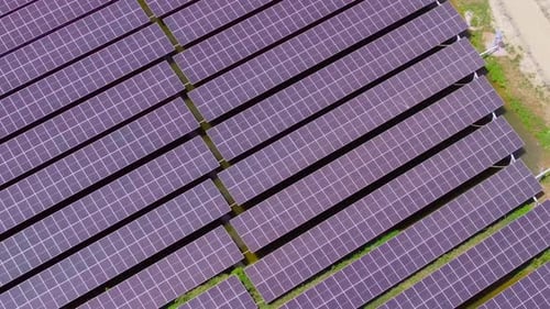 Aerial View of Solar Panel Field in Daytime