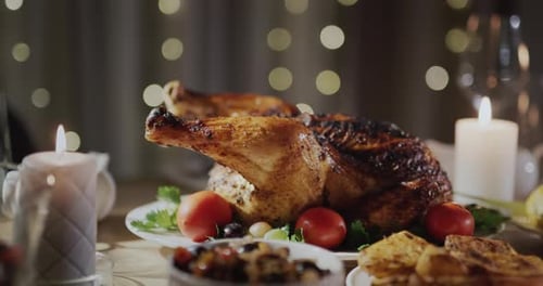 Baked Festive Turkey on the Table