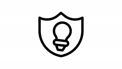 Animated Idea Protection Icon with Pulsating Lightbulb