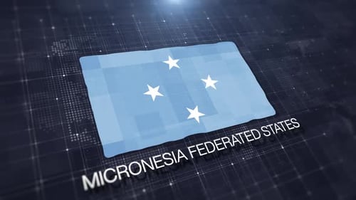 Micronesia Federated States Flag Reveal on Digital Map