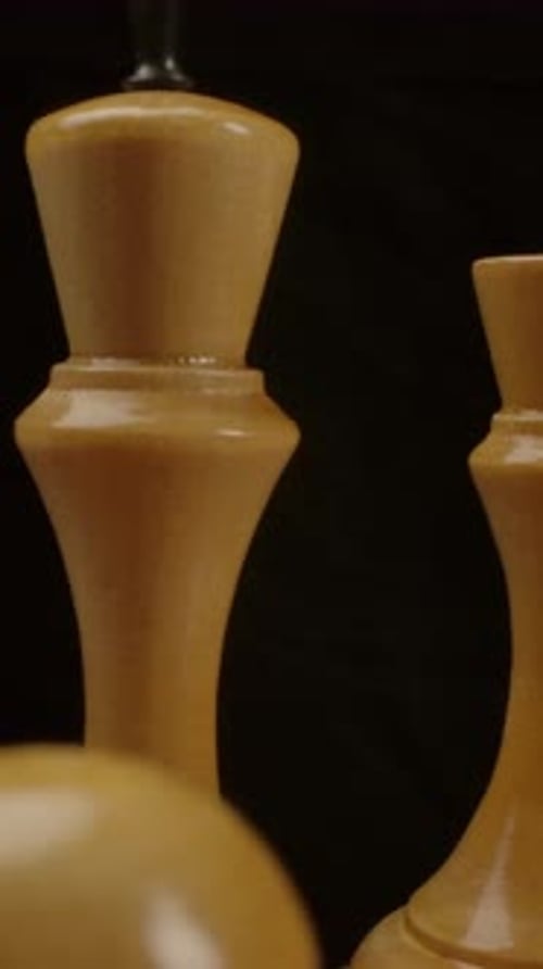 Detailed Close Up of Chess Pieces on Board