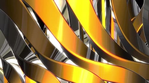 Abstract Wave shaped 3d abstraction in gray white and gold background