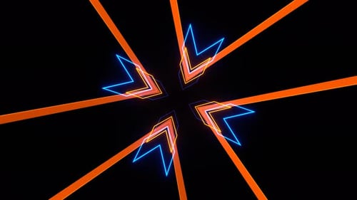 Orange And Blue Neon Arrows Rotated Background Vj Loop In 4K