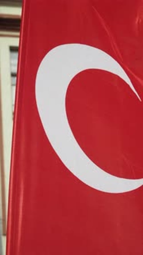 Turkish Flag Hanging on a Building