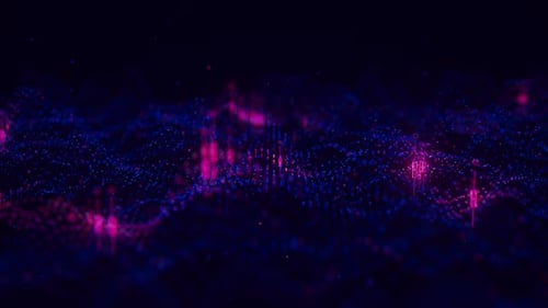 Futuristic Blue Violet Technology Point Wave Motion with Glowing Data Points Digital AI Cyberspace