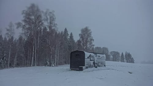 Yearly Weather Time Lapse, All For Season Changing Around Isolated Lodge in Countryside Landscape