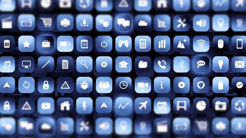 Animated background of application and website icons