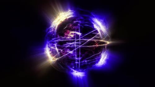 Abstract Energetic Sphere Glowing Digital Particle Animation
