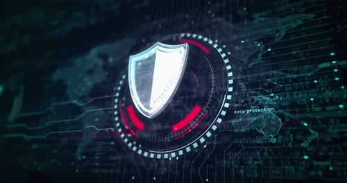 Digitales Konzept für Cybersicherheit, Symbol, Schleife, Schild