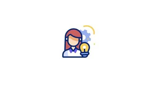 Animated Idea Person Icon with Rotating Gear